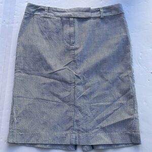 Talbots Women’s Nautical Blue and White Seersucker Striped Pencil Skirt Size 6